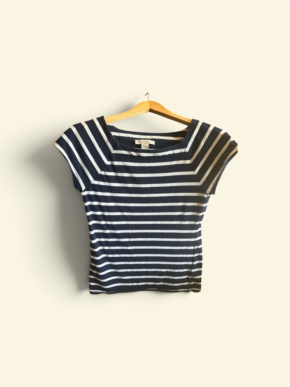 White House Black Market Navy & White Striped Boatneck Tee Size Small T-Shirt